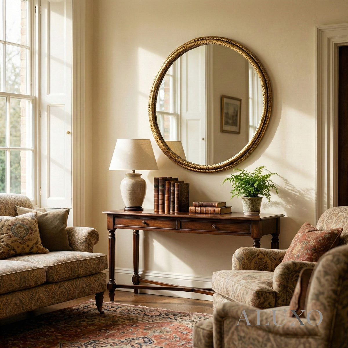 Orel Large Dimpled Texture Organic Wall Mirror in Gold - 86cm x 82cm