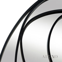 Brisa Black Sculptural Swirl Wall Mirror - 94cm x 87cm