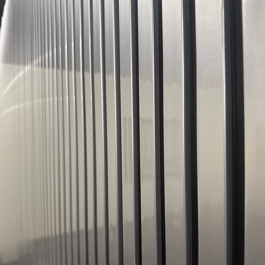 ALUXO® WPC 3D SLAT Wall Panels 235×15.2cm (14pcs) – Silver Chrome