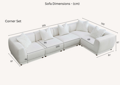 ALUXO® Lottie Modular Corner Sofa with Footstool – Polar White Bouclé
