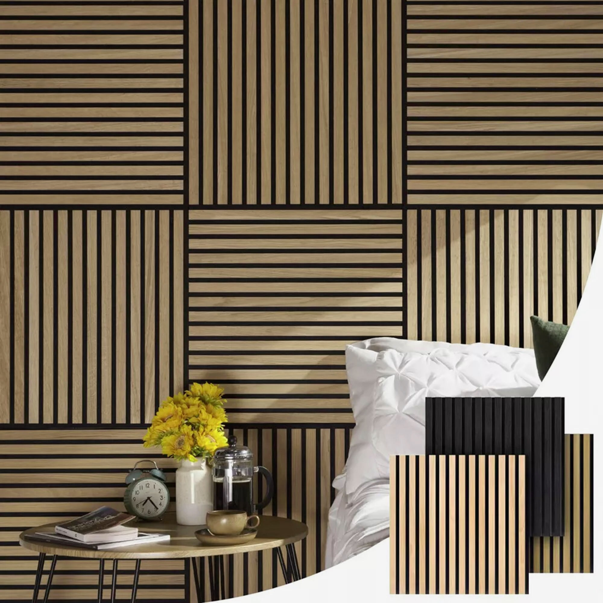 ALUXO® Acoustic Square Wall Panel 60 x 60cm (SET of 4) - Natural Oak