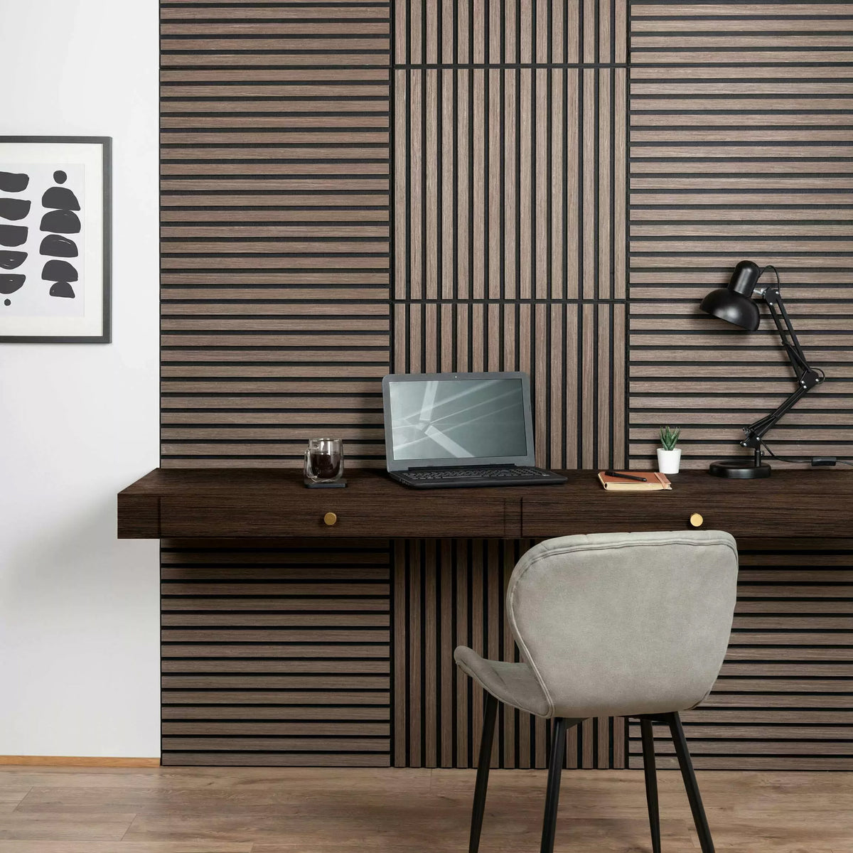 ALUXO® Acoustic Square Wall Panel 60 x 60cm (SET of 4) - Walnut (Dark Oak)