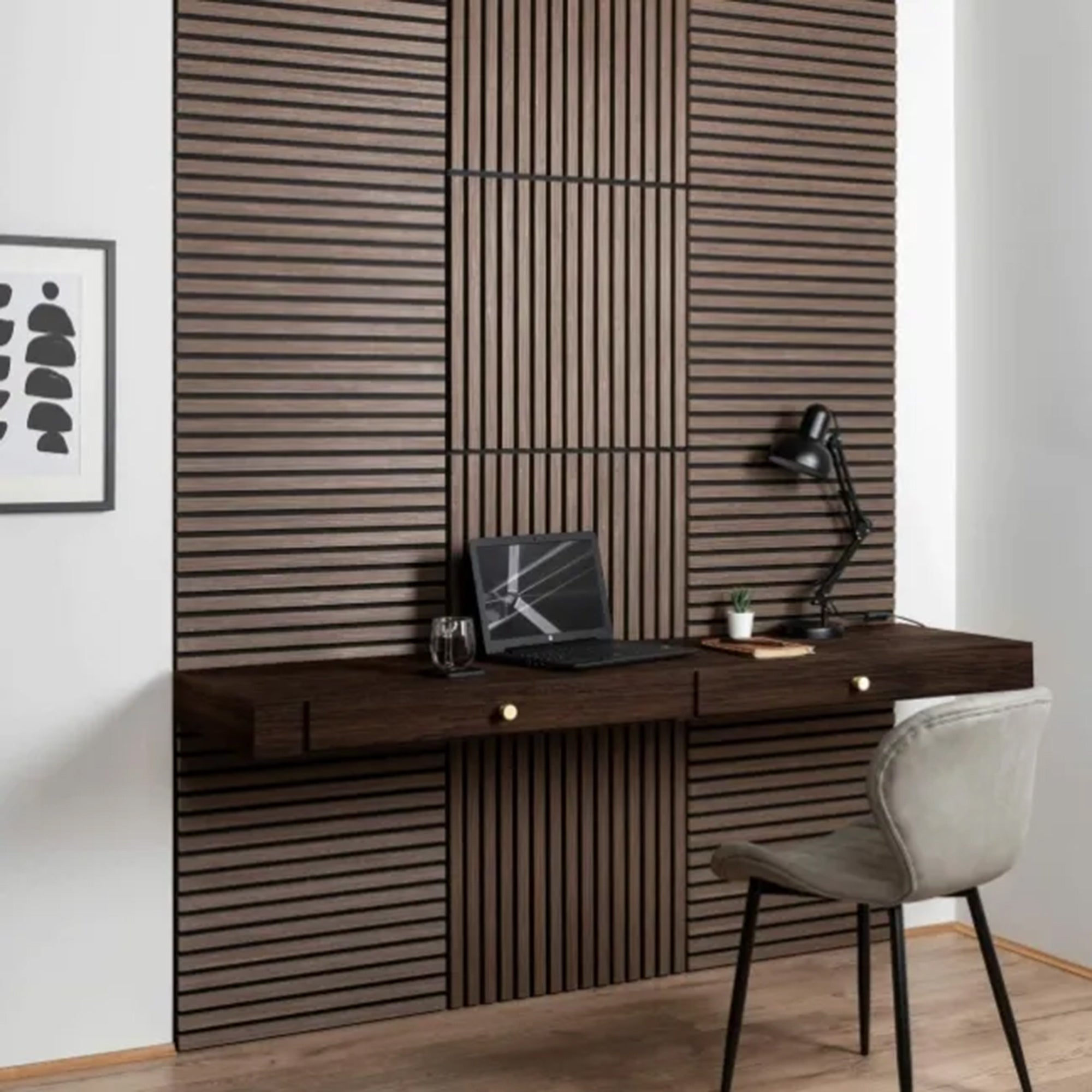 ALUXO® Acoustic Square Wall Panel 60 x 60cm (SET of 4) - Walnut (Dark Oak)