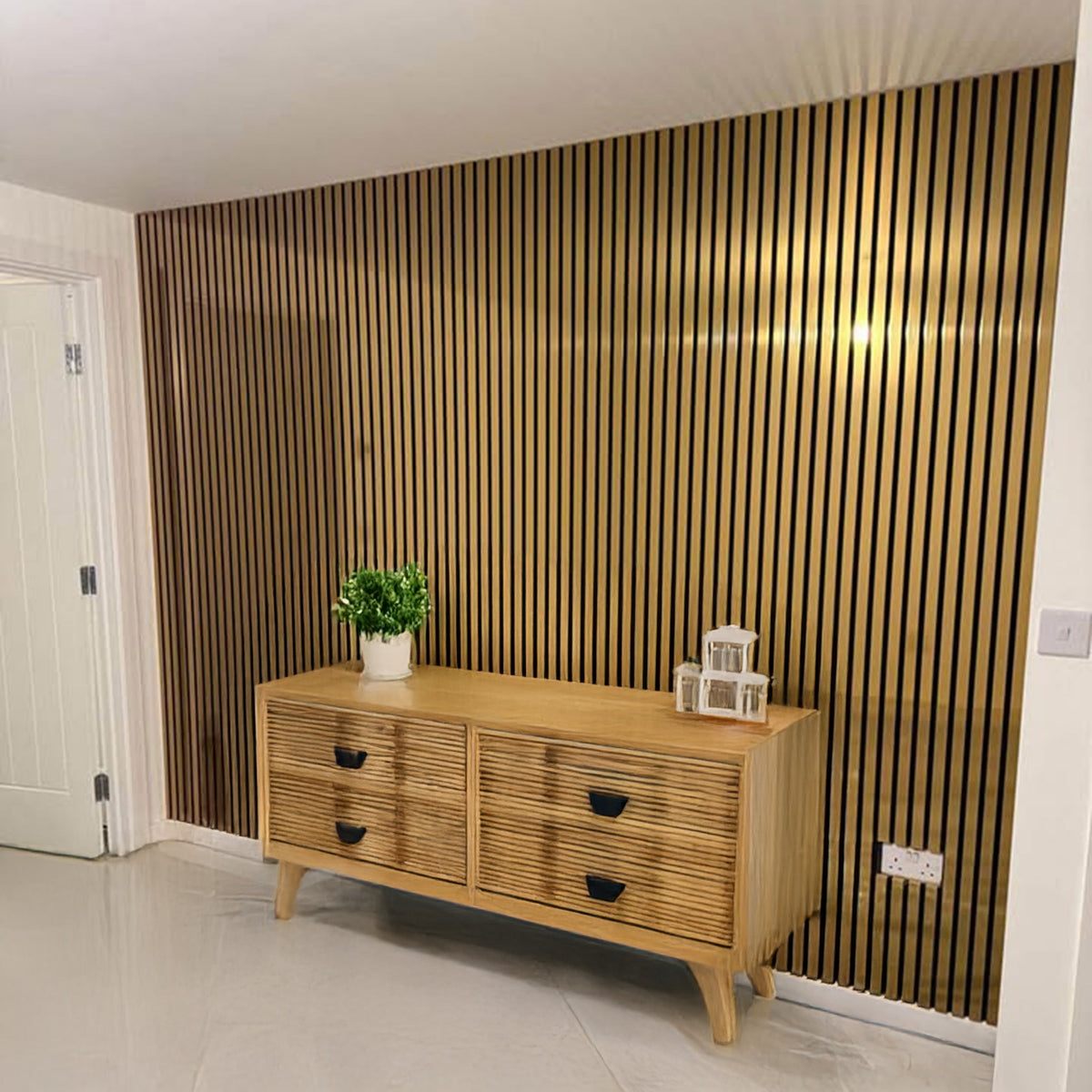 ALUXO® Acoustic Slatted Wall Panels 240 x 60cm - Gold Metallic