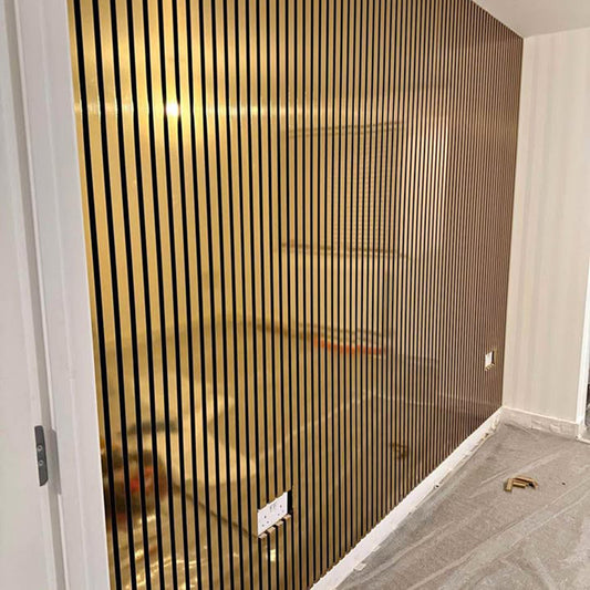 ALUXO® Acoustic Slatted Wall Panels 240 x 60cm - Gold Metallic