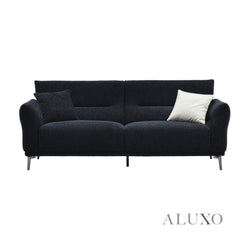 ALUXO® Albany Bouclé Sofa Collection in Black Lux Fabric - 2/3/4 Seater, Footstool