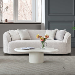 ALUXO® Nolita 3 Seater Bouclé Sofa with Swivel Chair - Latte / Koala