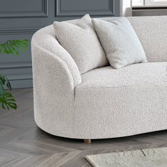 ALUXO® Nolita 3 Seater Bouclé Sofa with Swivel Chair - Latte / Koala