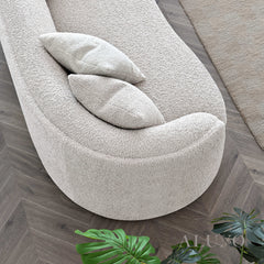 ALUXO® Nolita 3 Seater Bouclé Sofa with Swivel Chair - Latte / Koala