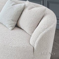 ALUXO® Nolita 3 Seater Bouclé Sofa with Swivel Chair - Latte / Koala