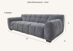 ALUXO® Harlem 2/3 Seater Sofa, Armchair & Footstool – Steel Grey Velvet
