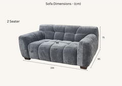 ALUXO® Harlem 2/3 Seater Sofa, Armchair & Footstool – Steel Grey Velvet