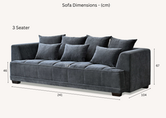 ALUXO® Gramercy 3 & 2 Seater Sofas in Steel Grey Velvet – Modern Luxury