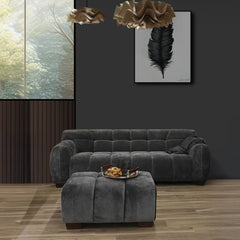 ALUXO® Harlem 2/3 Seater Sofa, Armchair & Footstool – Steel Grey Velvet