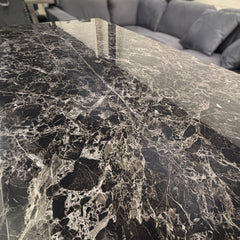 Valeria 180cm Marble Dining Table with Chrome \V Base – 5 Marble Colour Options