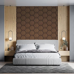 Acoustic Hexagon Wall Panel 70 x 60cm - Walnut (Dark Oak)