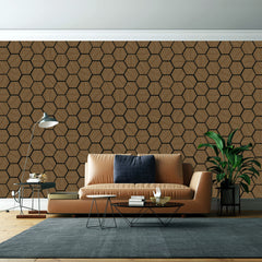 Acoustic Hexagon Wall Panel 70 x 60cm - Walnut (Dark Oak)