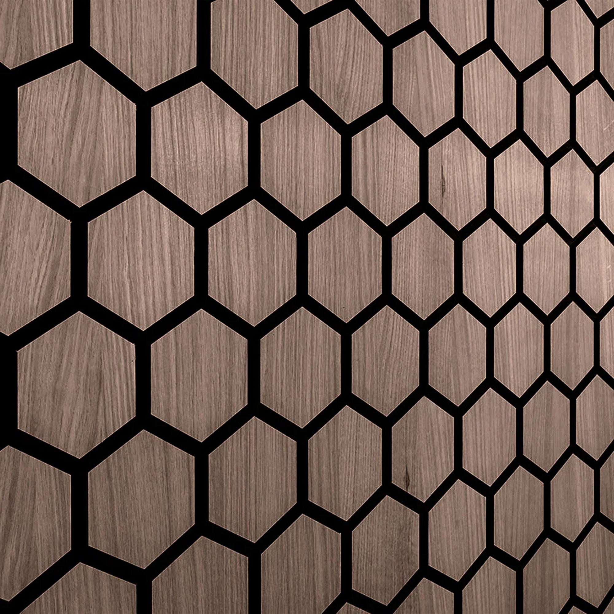 Acoustic Hexagon Wall Panel 70 x 60cm - Walnut (Dark Oak)