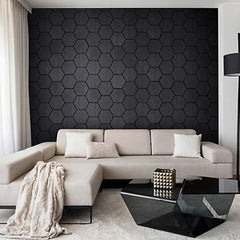 Acoustic Hexagon Wall Panel 70 x 60cm - Charcoal Black
