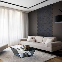 Acoustic Hexagon Wall Panel 70 x 60cm - Charcoal Black