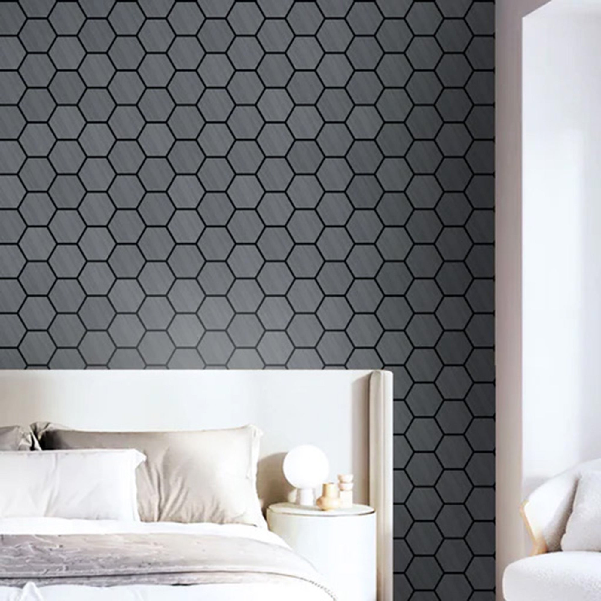 Acoustic Hexagon Wall Panel 70 x 60cm - Charcoal Black