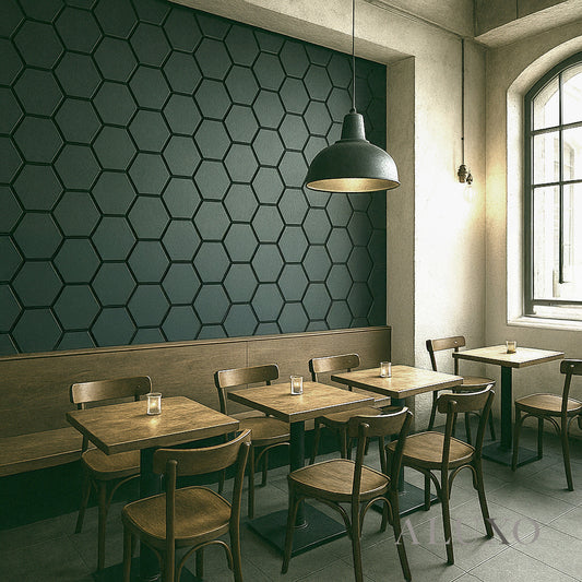 ALUXO® Acoustic Hexagon Wall Panel 70 x 60cm - Charcoal Black