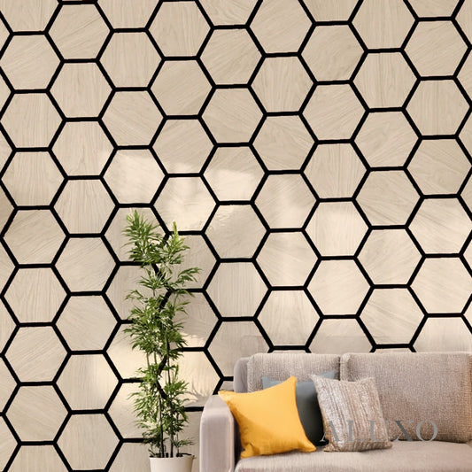 ALUXO® Acoustic Hexagon Wall Panel 70 x 60cm - Light Oak