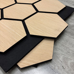 ALUXO® Acoustic Hexagon Wall Panel 70 x 60cm - Light Oak