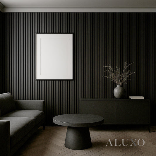 ALUXO® Acoustic Slatted Wall Panels 240 x 60cm - Charcoal Black