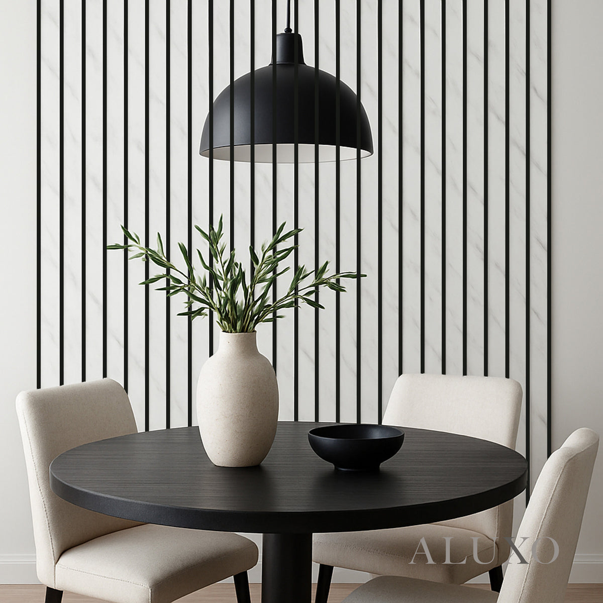 ALUXO® Acoustic Slatted Wall Panels 240 x 60cm - White Marble