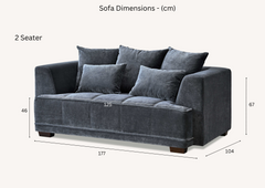 ALUXO® Gramercy 3 & 2 Seater Sofas in Steel Grey Velvet – Modern Luxury