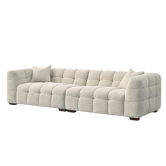 ALUXO® Tribeca Bubble Sofa Collection in Oatmeal Beige Bouclé – 3/4 Seater Sofa, Armchair & Footstool