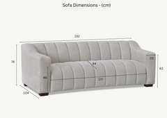ALUXO® Astoria 3 Seater Sofa in Oatmeal Beige Bouclé Fabric – Deep Channel Stitching