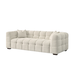 ALUXO® Tribeca Bubble Sofa Collection in Oatmeal Beige Bouclé – 3/4 Seater Sofa, Armchair & Footstool