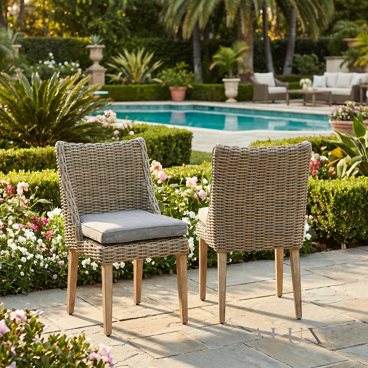 Aalto Scandi-Coastal Round Rattan Dining Chair – Beige Woven Seat