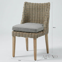 Aalto Scandi-Coastal Round Rattan Dining Chair – Beige Woven Seat