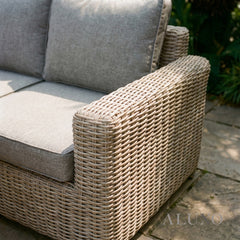 Aalto Scandi Rattan Corner Sofa Set with Adjustable Riser Table & Stools