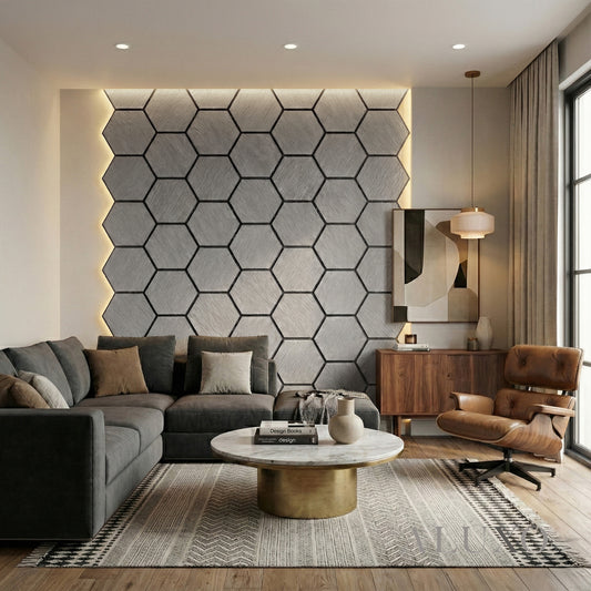 ALUXO® Acoustic Hexagon Wall Panel 70 x 60cm (Set of 4) - Ash Grey