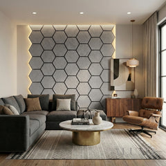 ALUXO® Acoustic Hexagon Wall Panel 70 x 60cm (Set of 4) - Ash Grey