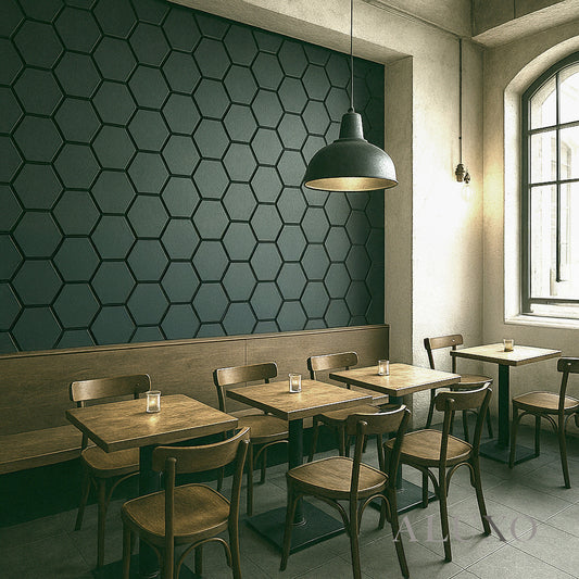ALUXO® Acoustic Hexagon Wall Panel 70 x 60cm - Charcoal Black