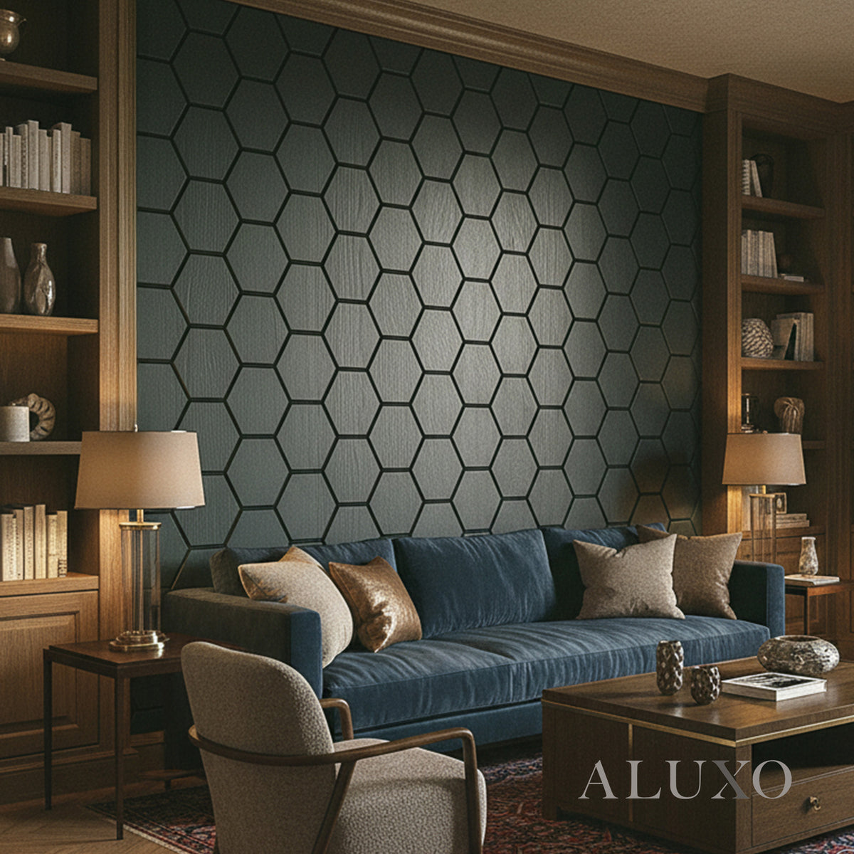 ALUXO® Acoustic Hexagon Wall Panel 70 x 60cm (Set of 4) - Charcoal Black