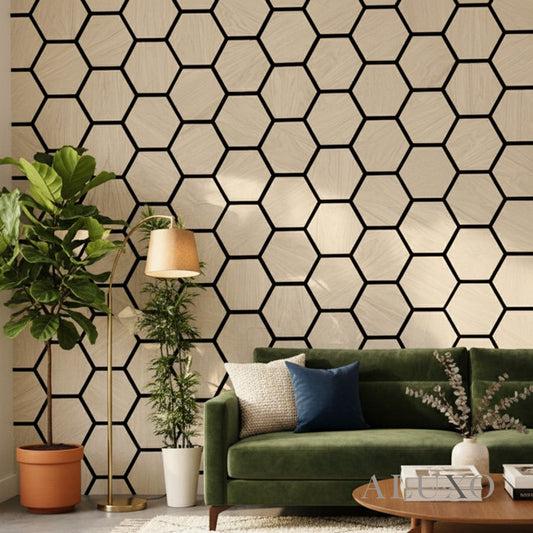 ALUXO® Acoustic Hexagon Wall Panel 70 x 60cm - Light Oak