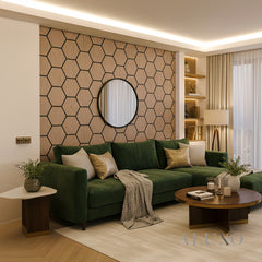 ALUXO® Acoustic Hexagon Wall Panel 70 x 60cm (Set of 4) - Natural Oak