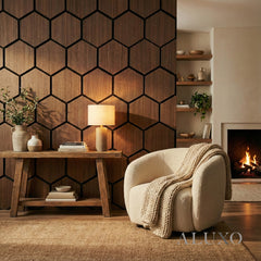 ALUXO® Acoustic Hexagon Wall Panel 70 x 60cm (Set of 4) - Walnut (Dark Oak)