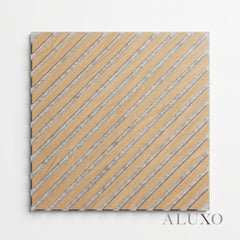 Oak Acoustic Square Diagonal Slat Wall Panels 60x60cm (Set of 6) | Grey Felt Backing