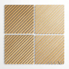 Oak Acoustic Square Diagonal Slat Wall Panels 60x60cm (Set of 6) | Grey Felt Backing