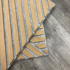 Oak Acoustic Square Mix Slat Wall Panels 60x60cm (Set of 6) | Grey Felt Backing