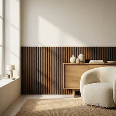 Panelux™ Pro 3-Sided Wood Veneer Deep Oak Half Wall Panels - 120cm x 60cm (Set Of 3)