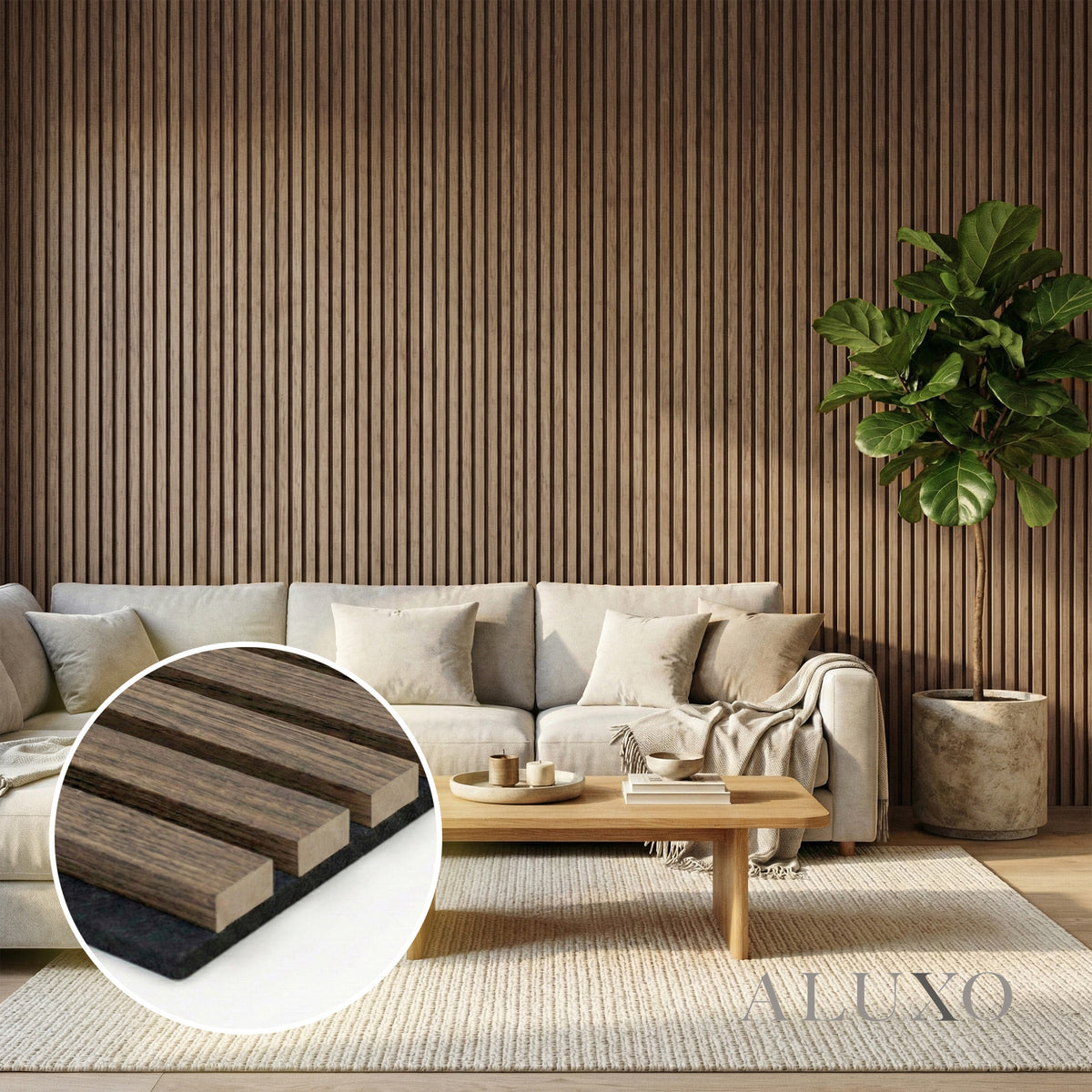 Panelux™ Pro 3-Sided Wood Veneer Smoked Oak Wall Panels - 240cm x 32cm (Set Of 2)