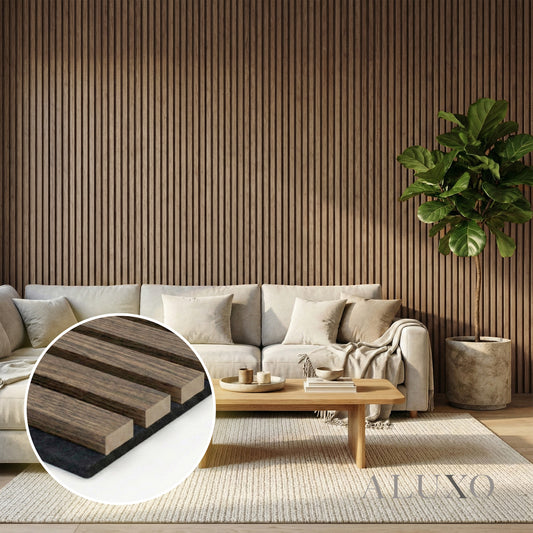 Panelux™ Pro 3-Sided Wood Veneer Smoked Oak Wall Panels - 240cm x 32cm (Set Of 2)